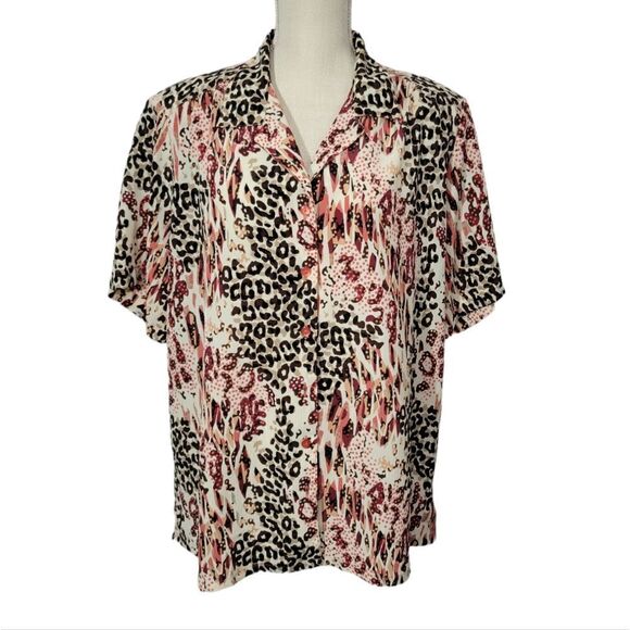 Donnkenny plus size women's animal print blouse - Picture 1 of 10